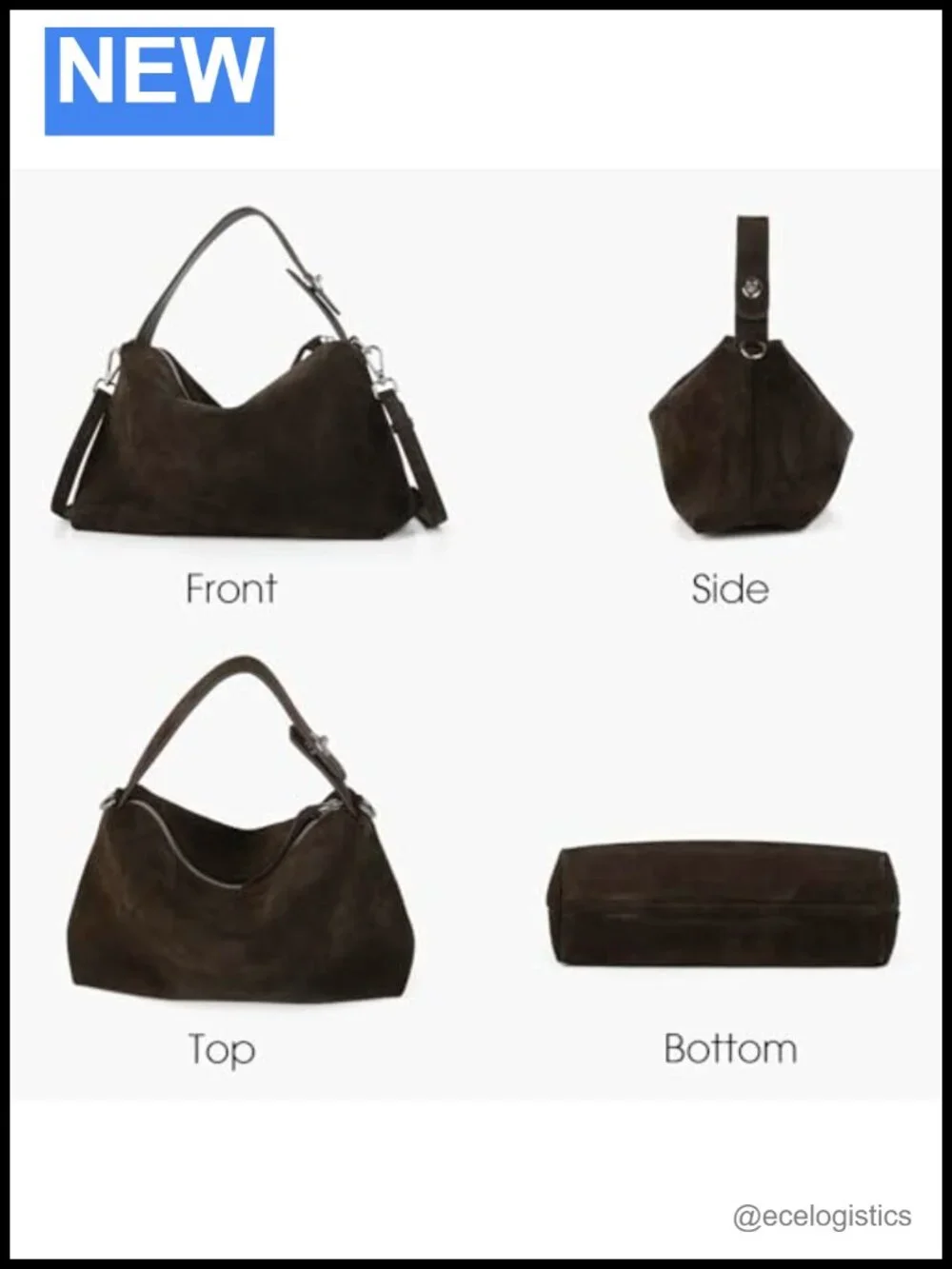 Suede Leather Crossbody Bag Women Tote Handbag Adjustable Strap